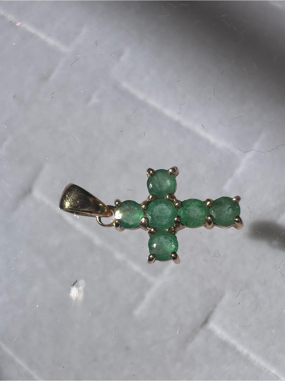 Vintage 14k Emerald Cross Pendant